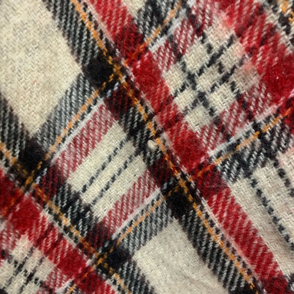 Plaid Fringe Poncho in Cream, Red & Black - Picture 3 of 3